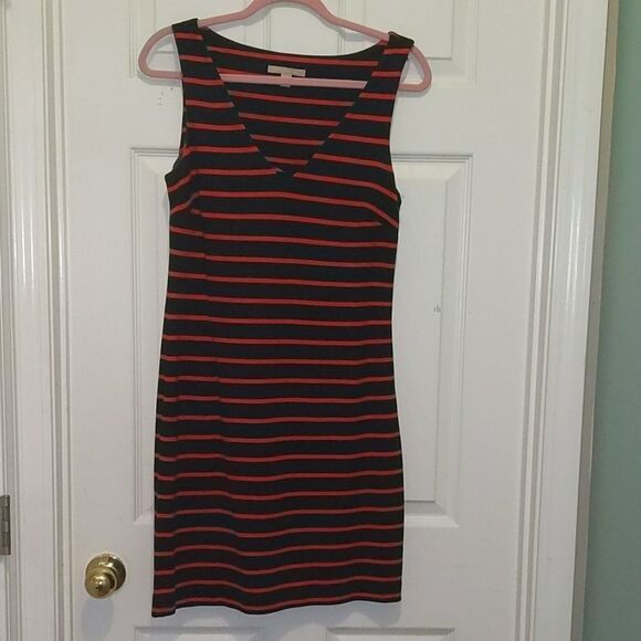 Banana Republic red navy striped dress Sz 6 - Picture 1 of 6